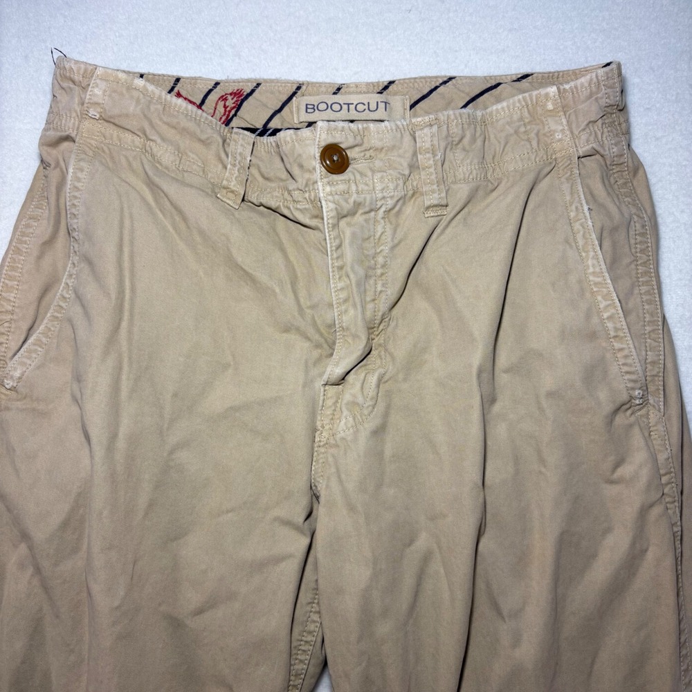 American Eagle Mens Bootcut Chino Pants Tan Khaki Cotton 32x32 RN54485 - Picture 2 of 7